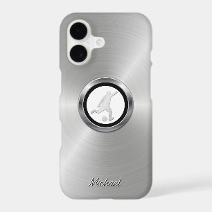 Silver Metallic Soccer Player with Your Monogram