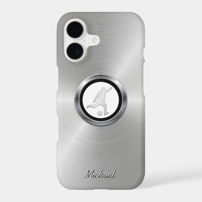 Silver Metallic Soccer Player with Your Monogram (Back)