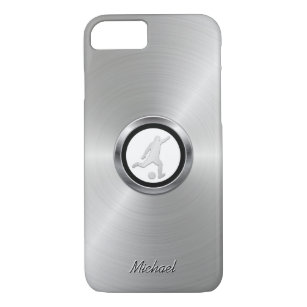 Silver Metallic Soccer Player with Your Monogram Case-Mate iPhone Case