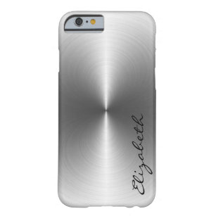 Silver Metallic Stainless Steel Metal Look Barely There iPhone 6 Case