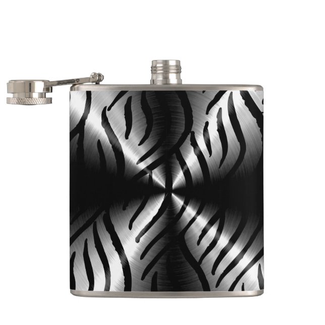 Silver Metallic Steel Metal Hip Flask (Opened)