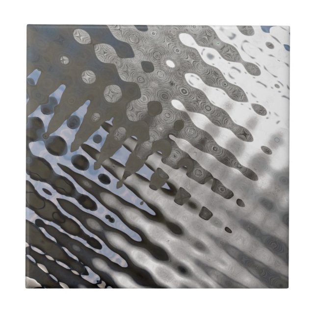 Silver Metallic Steel Texture Abstract Pattern Ceramic Tile (Front)