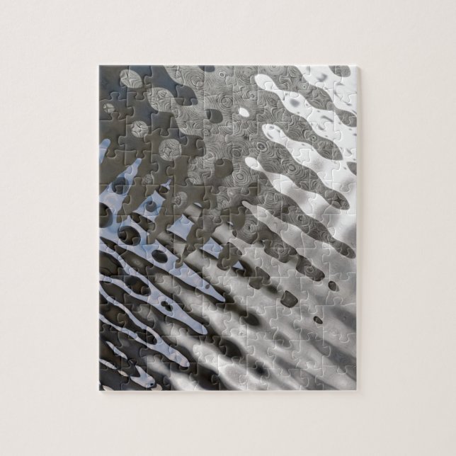 Silver Metallic Steel Texture Abstract Pattern Jigsaw Puzzle (Vertical)