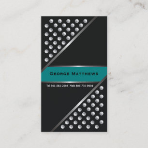 Silver metallic studs black teal business cards
