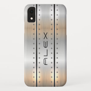 Silver metallic texture geometric masculine design Case-Mate iPhone case