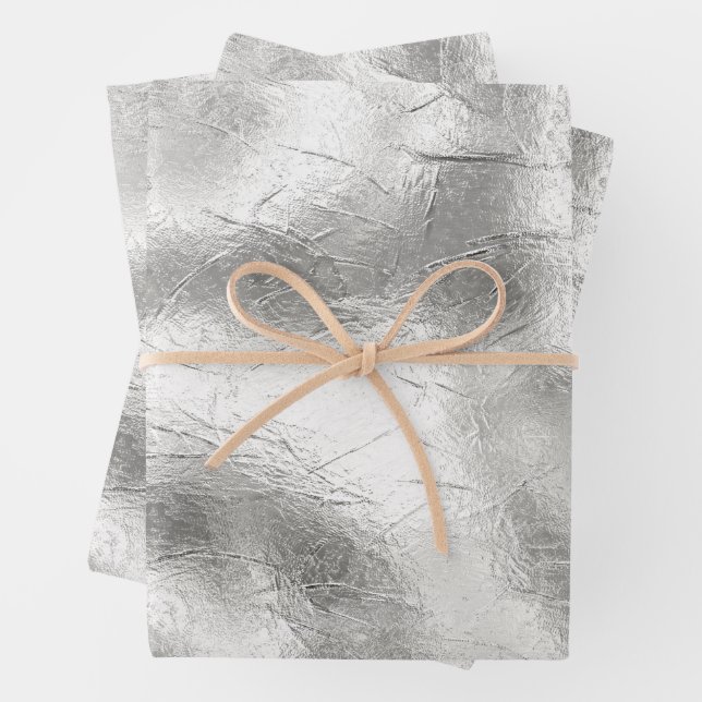 Silver metallic texture rustic shimmer stylish wrapping paper sheet (In situ)