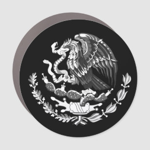 Silver Mexican coat of arms car magnet