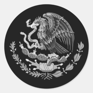 Silver Mexican coat of arms, Mexico Eagle Classic Round Sticker
