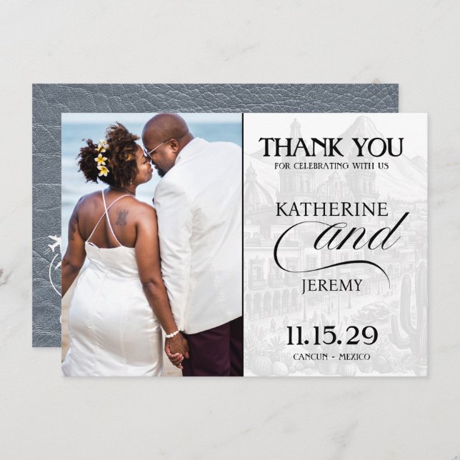 Silver Mexico Passport Thank You Card (Front/Back)