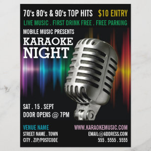 Silver Microphone, Karaoke Event Advertising Flyer