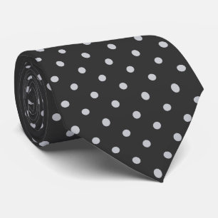 Silver Mini Polka Dot Pattern on Charcoal Gray Tie
