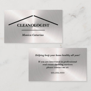 Silver Minimal Pro Home Cleaning Business Card