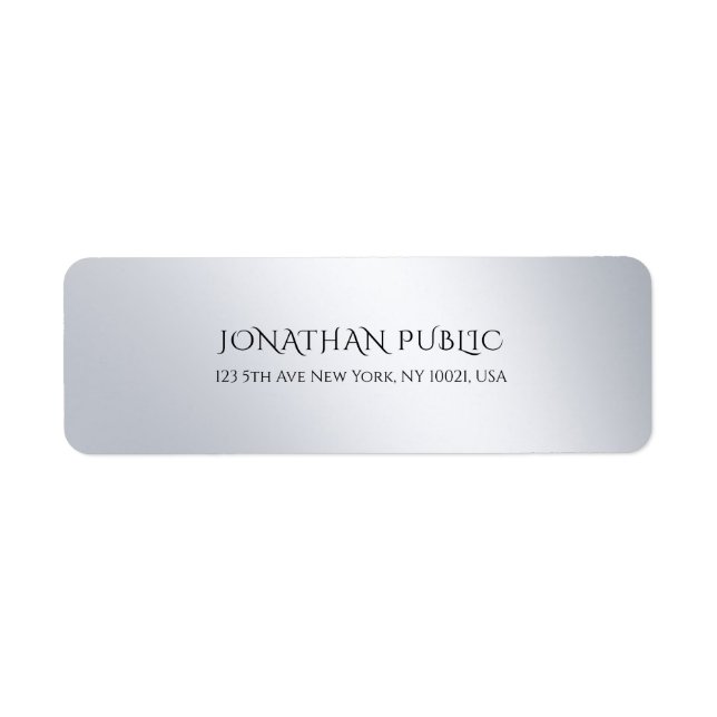Silver Minimalist Template Trendy Return Address Label (Front)
