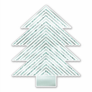 Silver Mint Christmas Tree Glitter Stripes