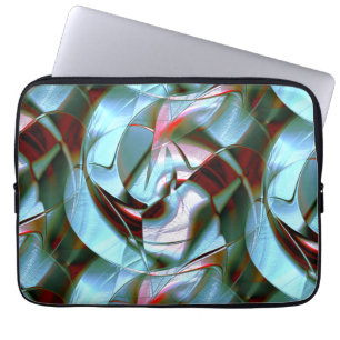 Silver mint in abstract shapes and grainy texture laptop sleeve