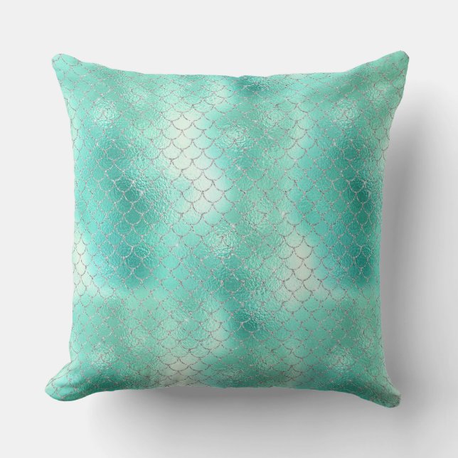 Silver Mint Mermaid Cushion (Front)
