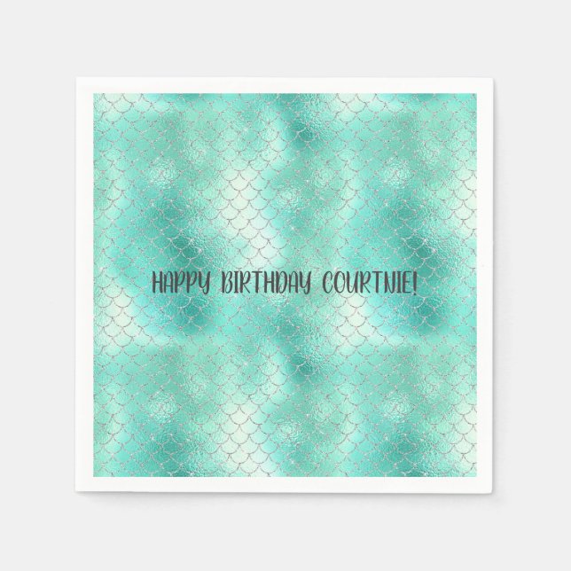 Silver Mint Mermaid Napkin (Front)