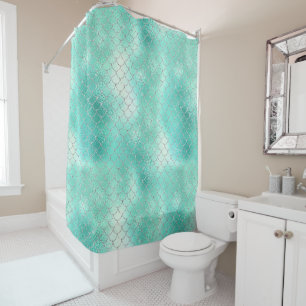 Silver Mint Mermaid Shower Curtain