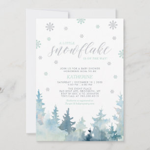 Silver & Mint   Snowflake Winter Boy Baby Shower Invitation