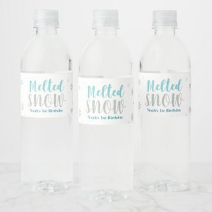 Silver & Mint Winter Wonderland Birthday Party Water Bottle Label