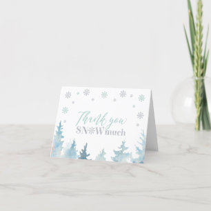 Silver & Mint Winter Wonderland Photo Thank You Card