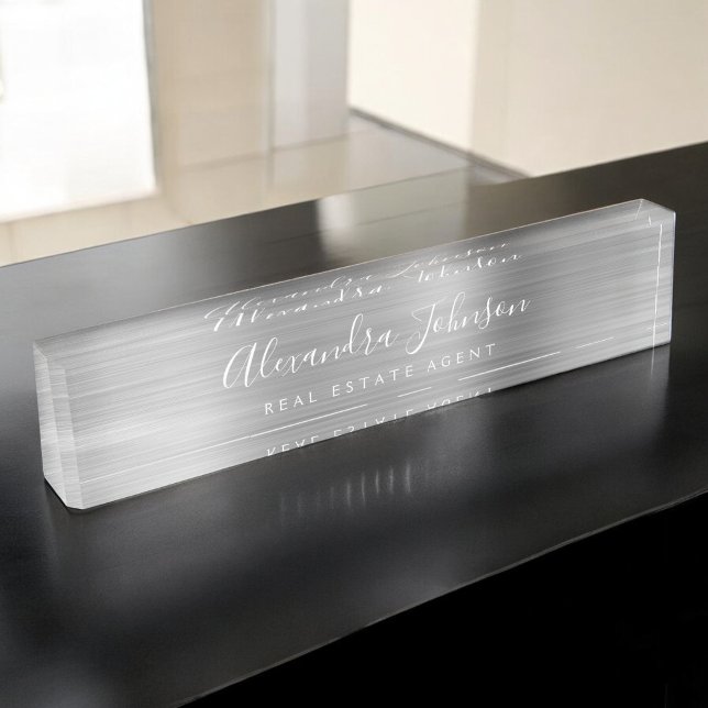 Silver Modern Business Elegant Professional Nameplate (Creator Uploaded)