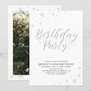 Silver Modern Chic Adult Birthday Party Invitation