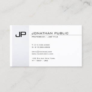 Silver Modern Clean Elegant Monogram Minimalist Business Card