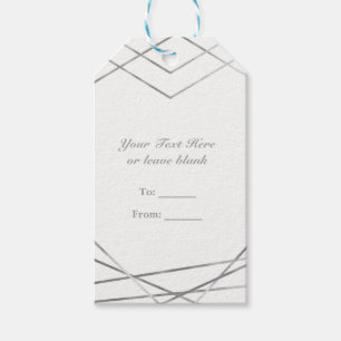 Silver Modern Geometric Lines Glam Party Favour Gift Tags