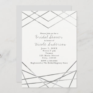 Silver Modern Geometric Lines Party Invitations