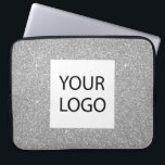 Silver Modern Glitter - Custom Logo Promotional Laptop Sleeve<br><div class="desc">Silver Modern and Professional Faux Glitter and Sparkle Elegant Custom Logo Promotional Corporate Laptop Bag or Sleeve Promotional Case for a Beauty Industry Gift. This case can be customised to include your company or business logo.</div>