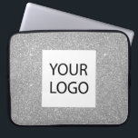 Silver Modern Glitter - Custom Logo Promotional Laptop Sleeve<br><div class="desc">Silver Modern and Professional Faux Glitter and Sparkle Elegant Custom Logo Promotional Corporate Laptop Bag or Sleeve Promotional Case for a Beauty Industry Gift. This case can be customised to include your company or business logo.</div>