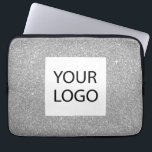 Silver Modern Glitter - Custom Logo Promotional Laptop Sleeve<br><div class="desc">Silver Modern and Professional Faux Glitter and Sparkle Elegant Custom Logo Promotional Corporate Laptop Bag or Sleeve Promotional Case for a Beauty Industry Gift. This case can be customised to include your company or business logo.</div>
