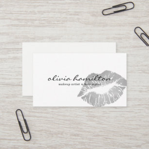 Silver Modern Makeup Artist Business Cards