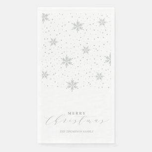 Silver Modern Merry Christmas Party Napkins