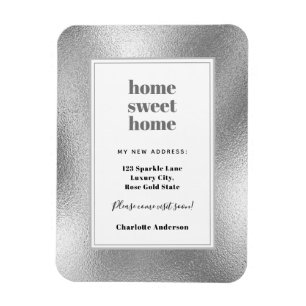 Silver modern minimalist home sweet home moving magnet