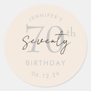 Silver Modern Script 70th Birthday Champagne Classic Round Sticker