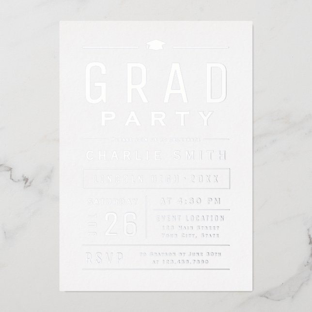 Silver Modern Simple Typography Graduation Party (Front)
