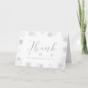 Silver   Modern Stylish Wedding Thank you note Card