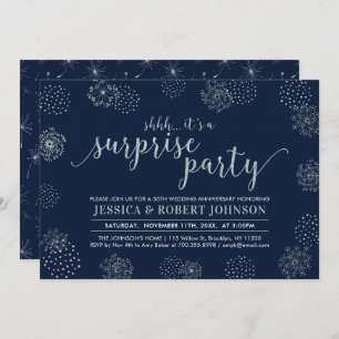 Silver   Modern Surprise 25th Wedding Anniversary Invitation