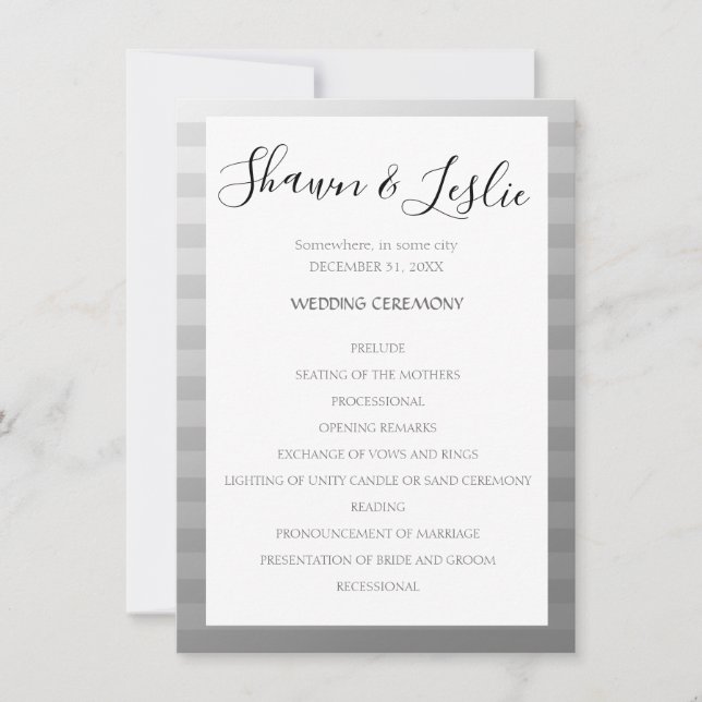 Silver Modern Wedding Ceremony Program (Front)