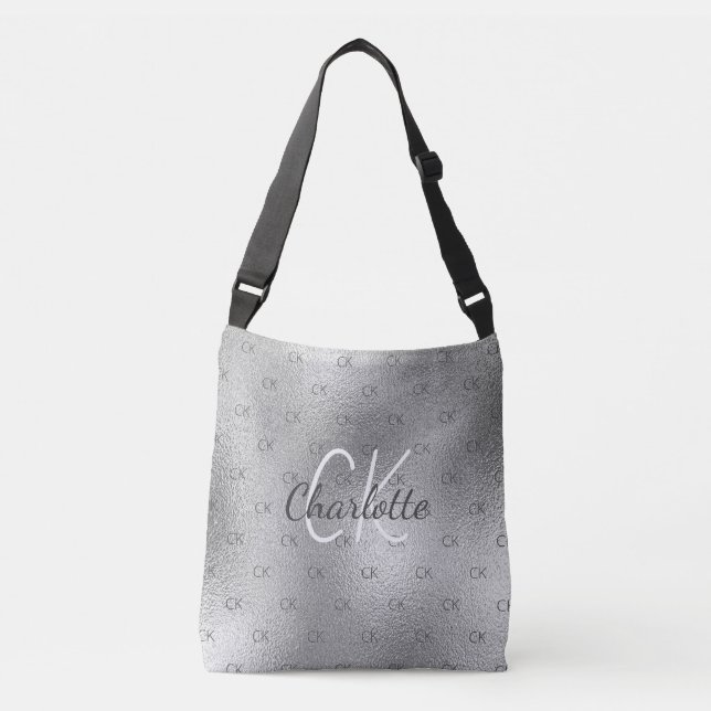 Silver monogram elegant modern crossbody bag (Front)