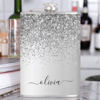 Silver Monogram Glitter Sparkle Girly Script