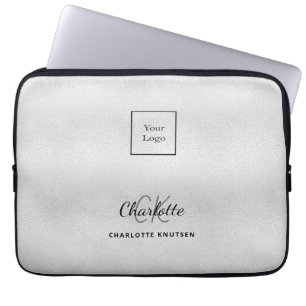 Silver monogram initails name business logo laptop sleeve