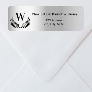 Silver monogram initial return address label