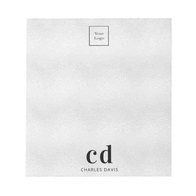 Silver monogram initials business logo  notepad (Front)