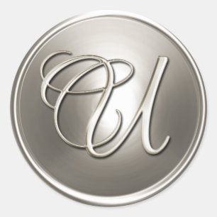 Silver Monogram U Envelope Seal