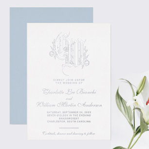 Silver Monogram Wedding Ice Blue