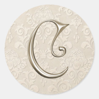 Silver Monogram Wedding Stickers - letter C
