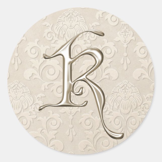 Silver Monogram Wedding Stickers - letter K (Front)